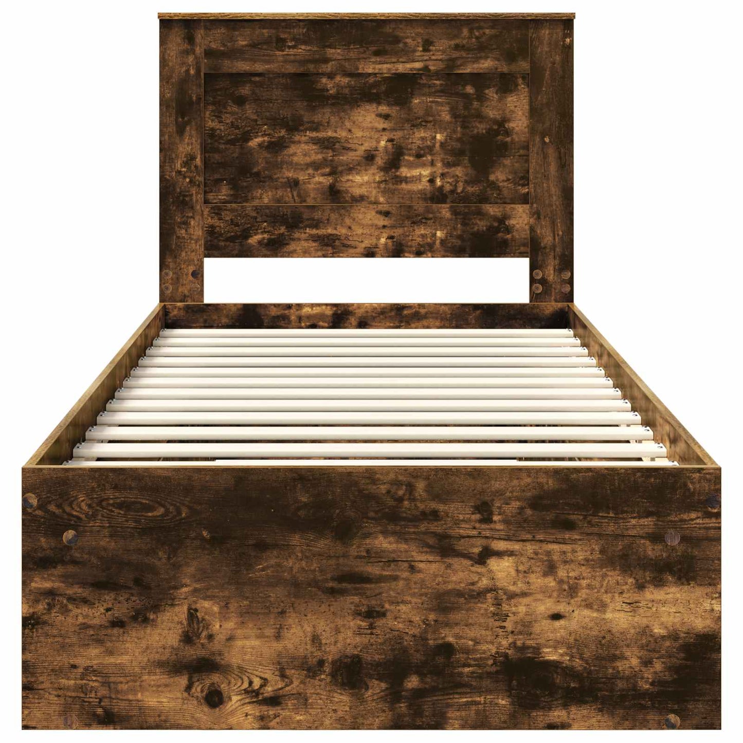 Bed Frame with Headboard Smoked Oak 90 x 190 cm Solid Pine Wood