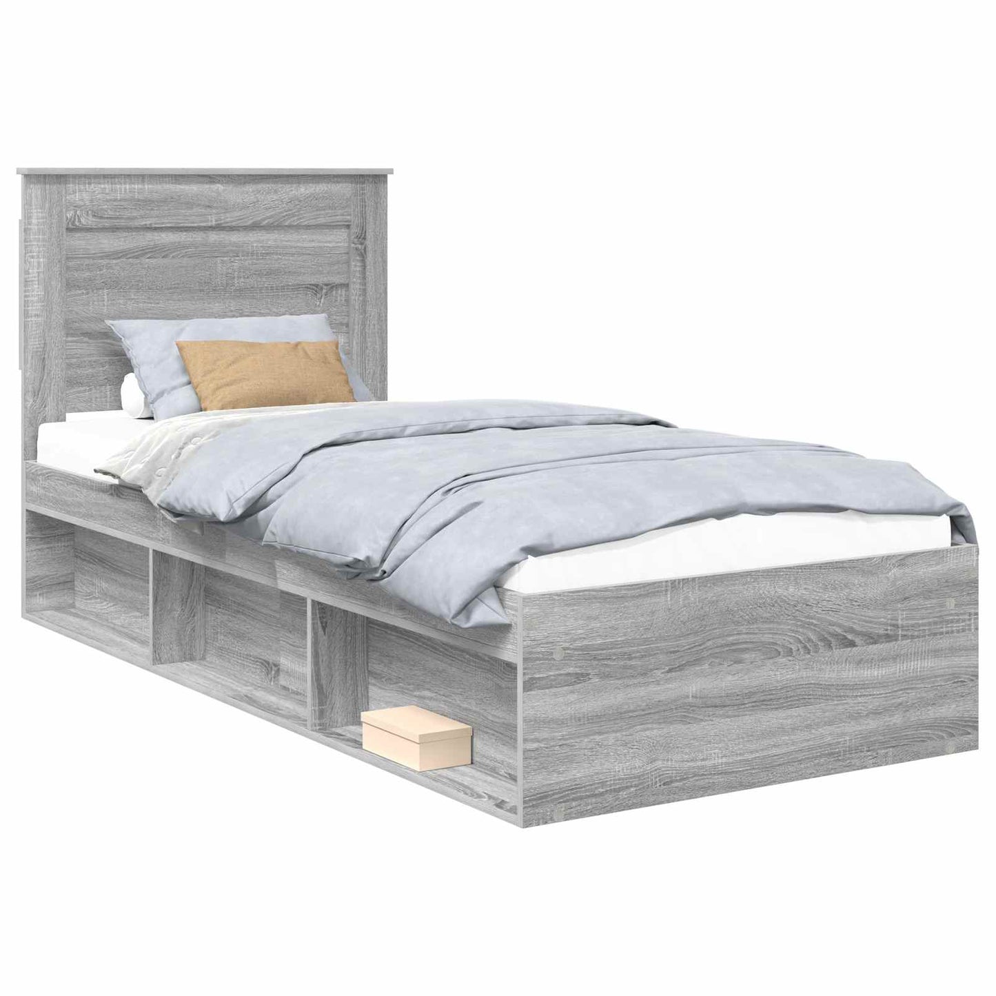 Bed Frame with Drawer Grey Sonoma 90 x 190 cm Solid Pine Wood