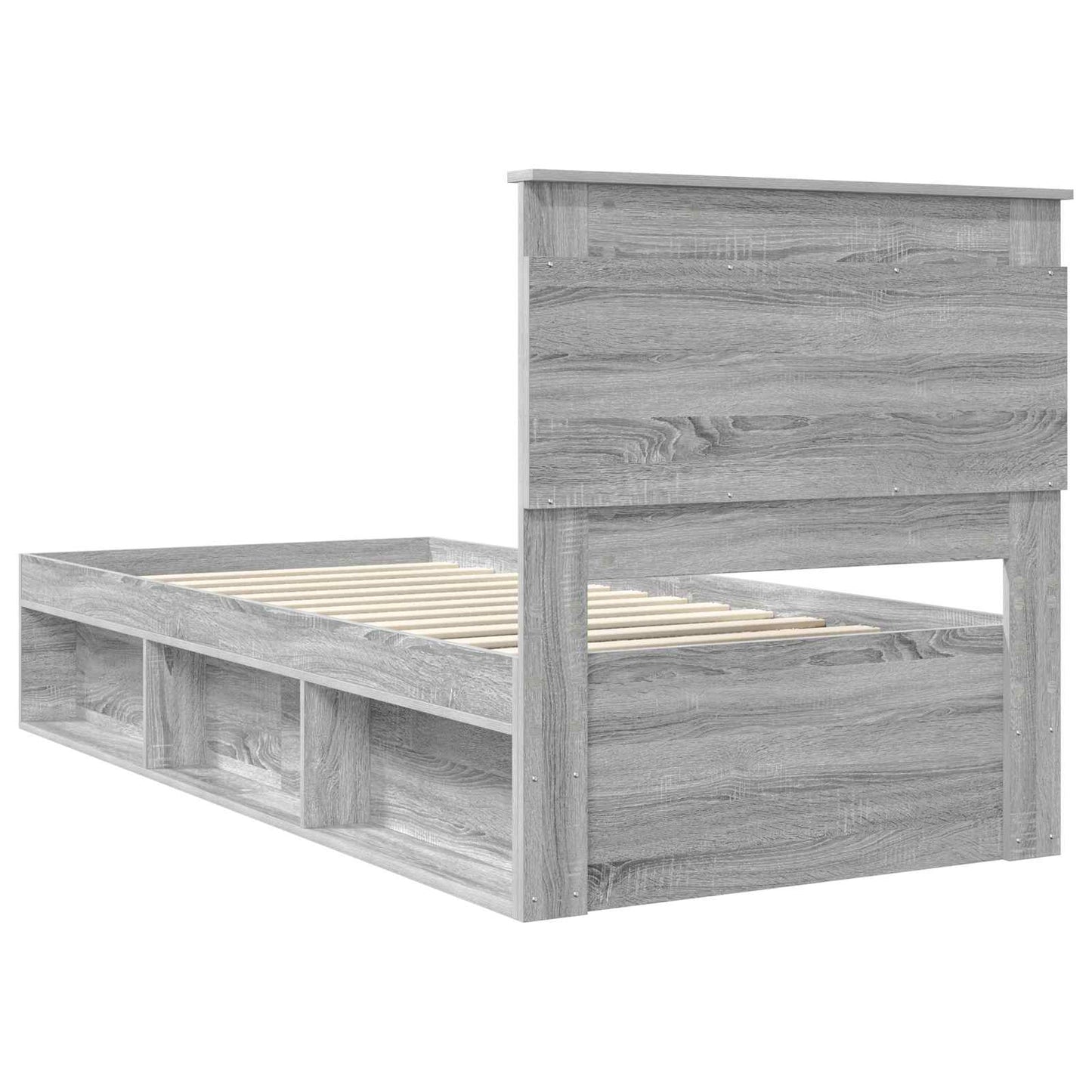 Bed Frame with Drawer Grey Sonoma 90 x 190 cm Solid Pine Wood