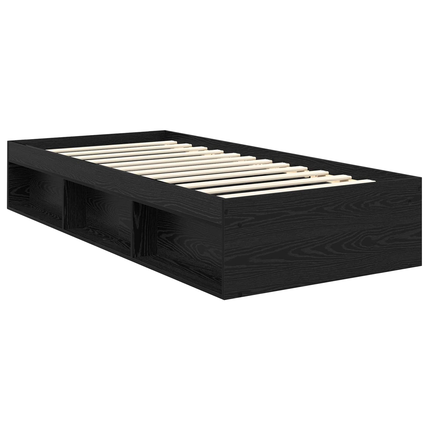 Bed Frame with Headboard Black 90 x 200 cm Solid Pine Wood