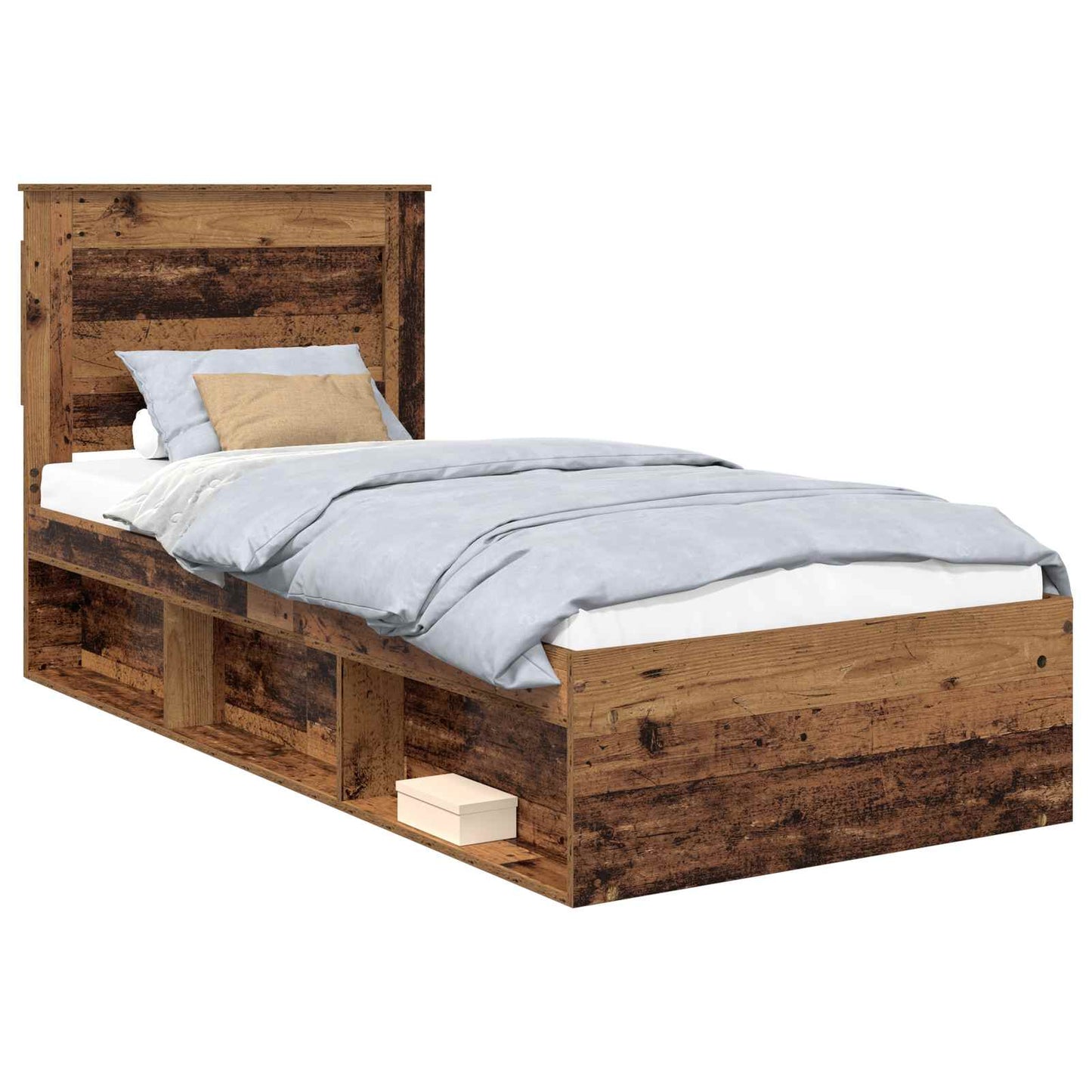 Bed Frame with Headboard Old Wood 90 x 200 cm Solid Pine Wood