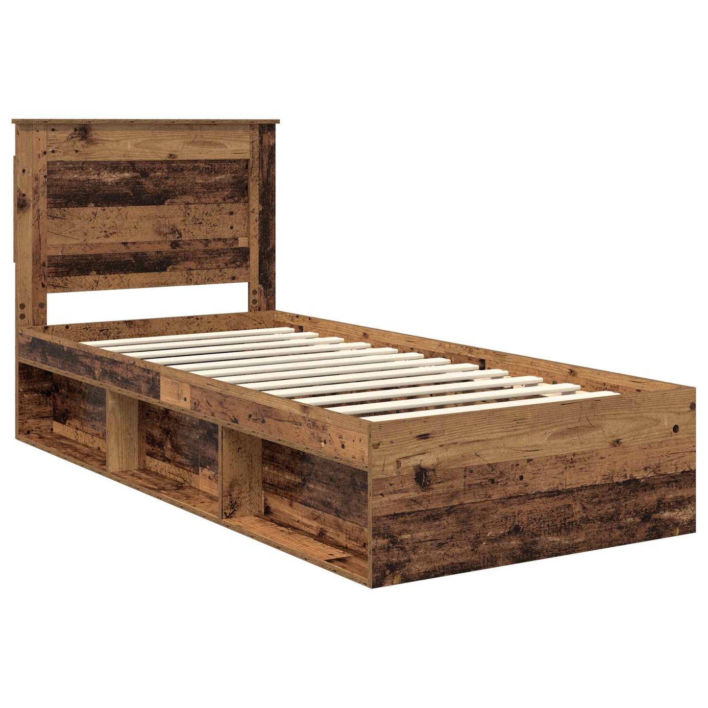 Bed Frame with Headboard Old Wood 90 x 200 cm Solid Pine Wood