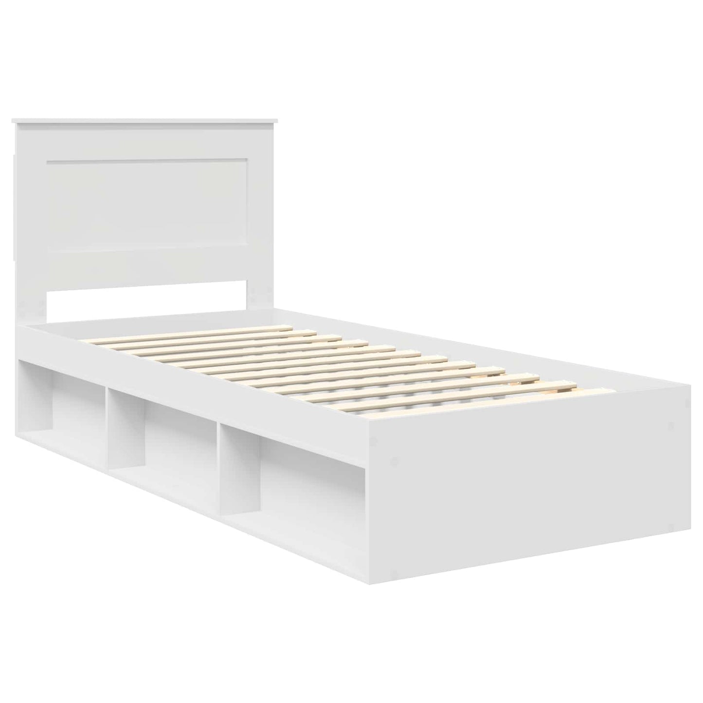 Bed Frame with Headboard White 75 x 190 cm Solid Pine Wood