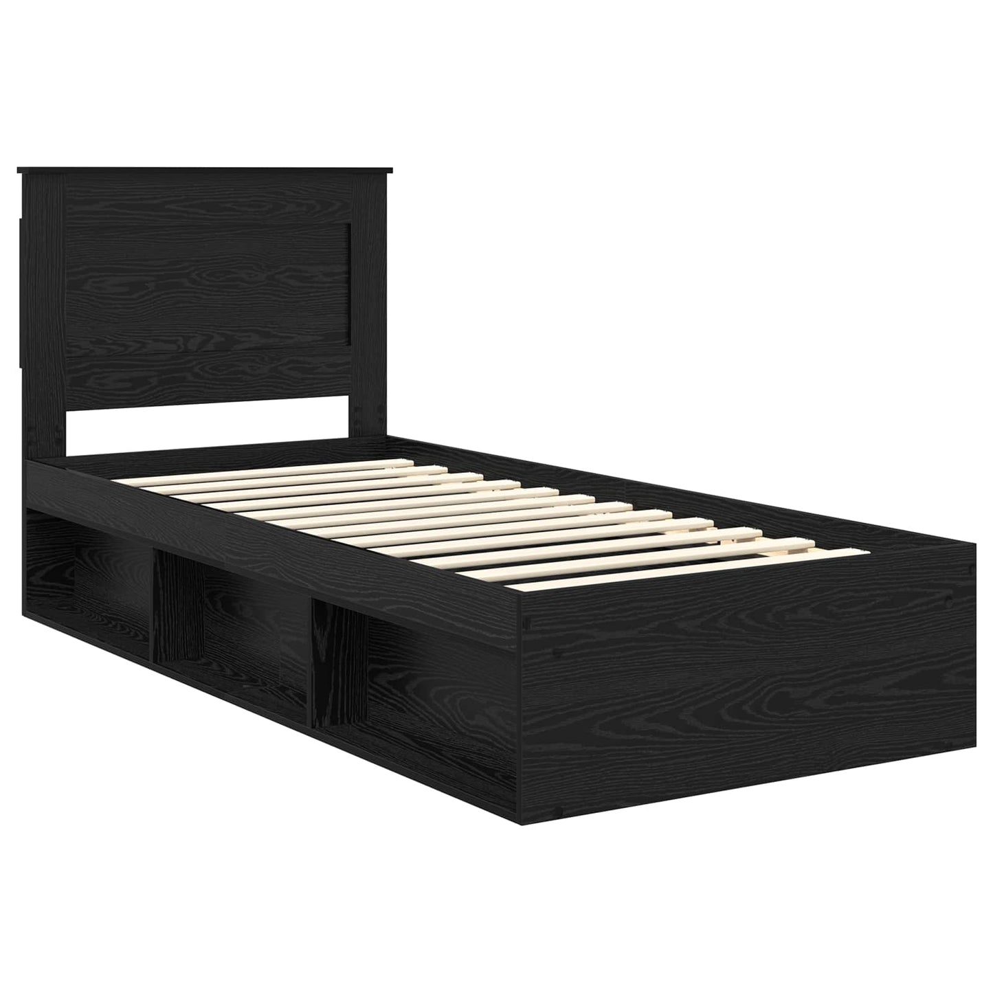 Bed Frame with Headboard Black 75 x 190 cm Solid Pine Wood