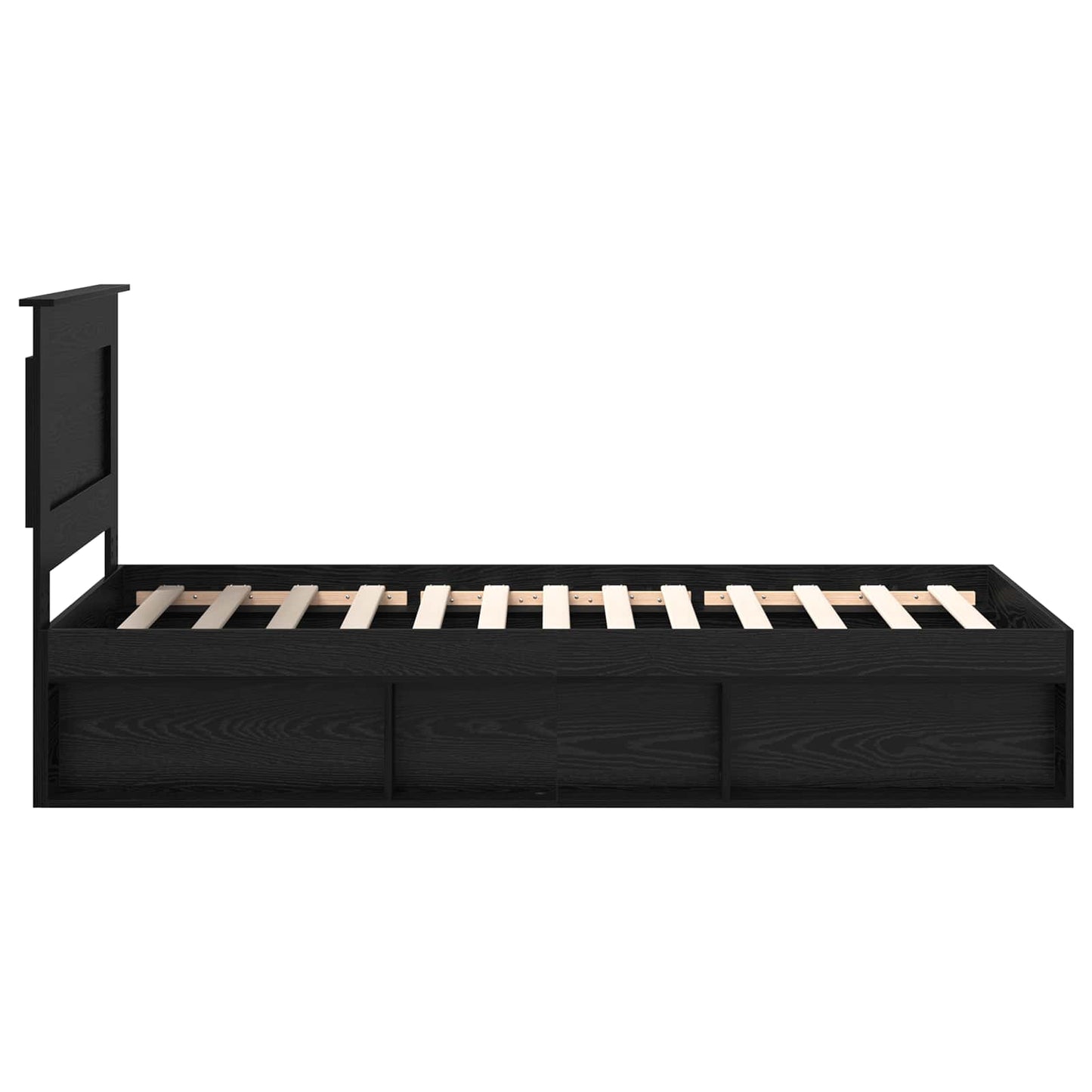 Bed Frame with Headboard Black 75 x 190 cm Solid Pine Wood