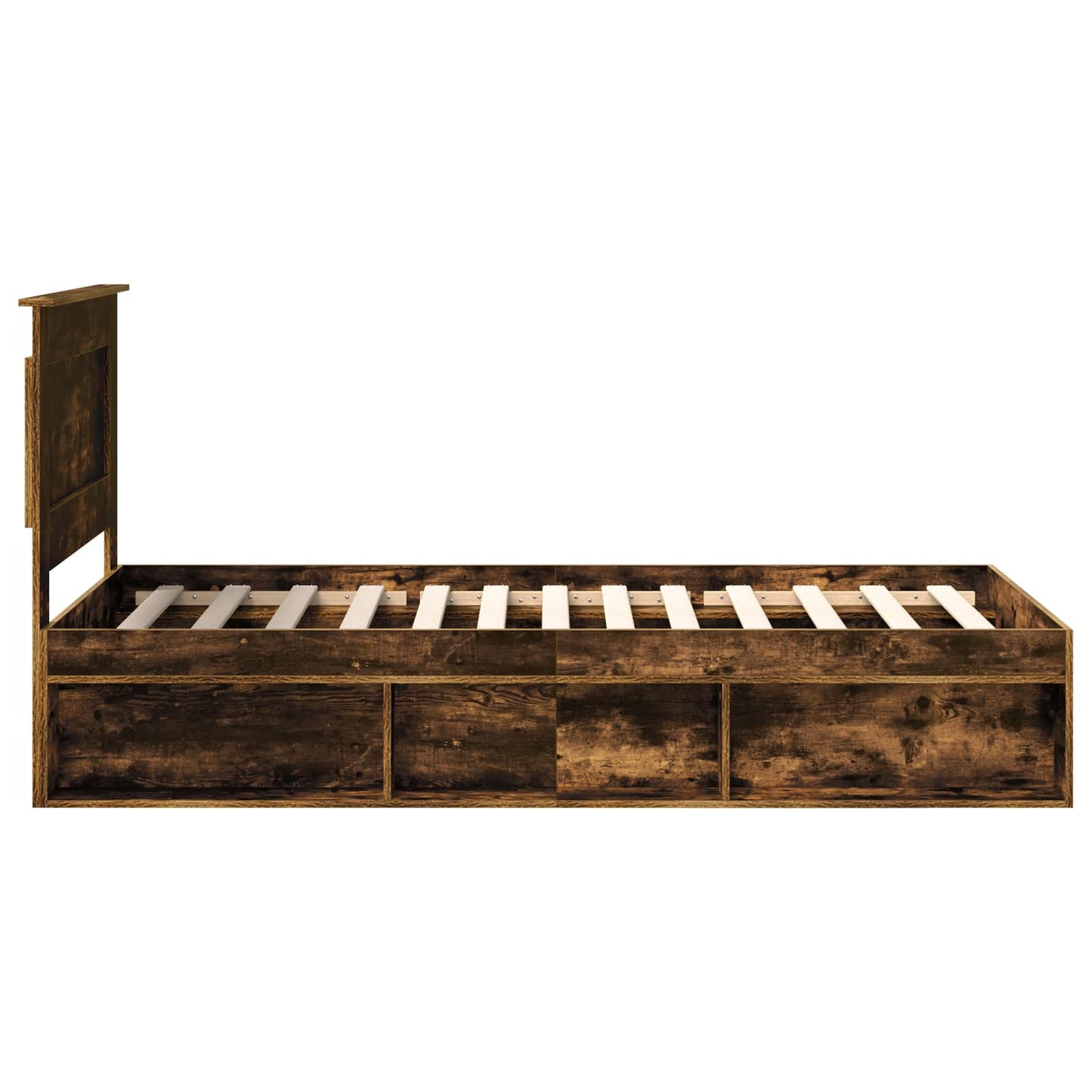 Bed Frame with Headboard Smoked Oak 75 x 190 cm Solid Pine Wood