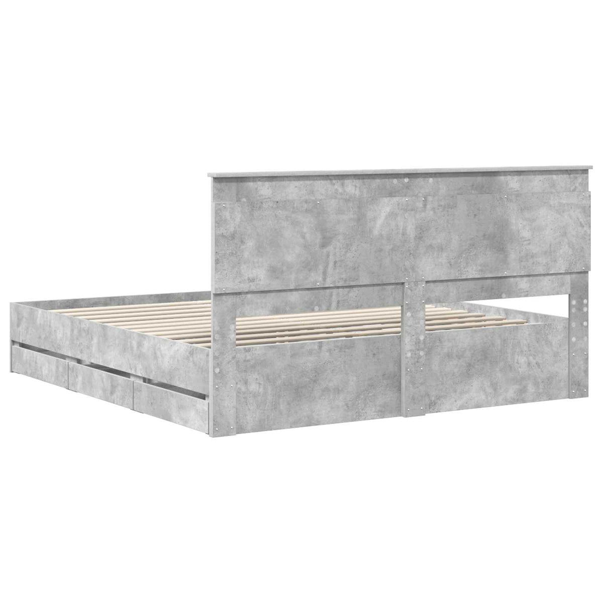 Bed Frame with Drawer Concrete Grey 200 x 200 cm Engineer Wood