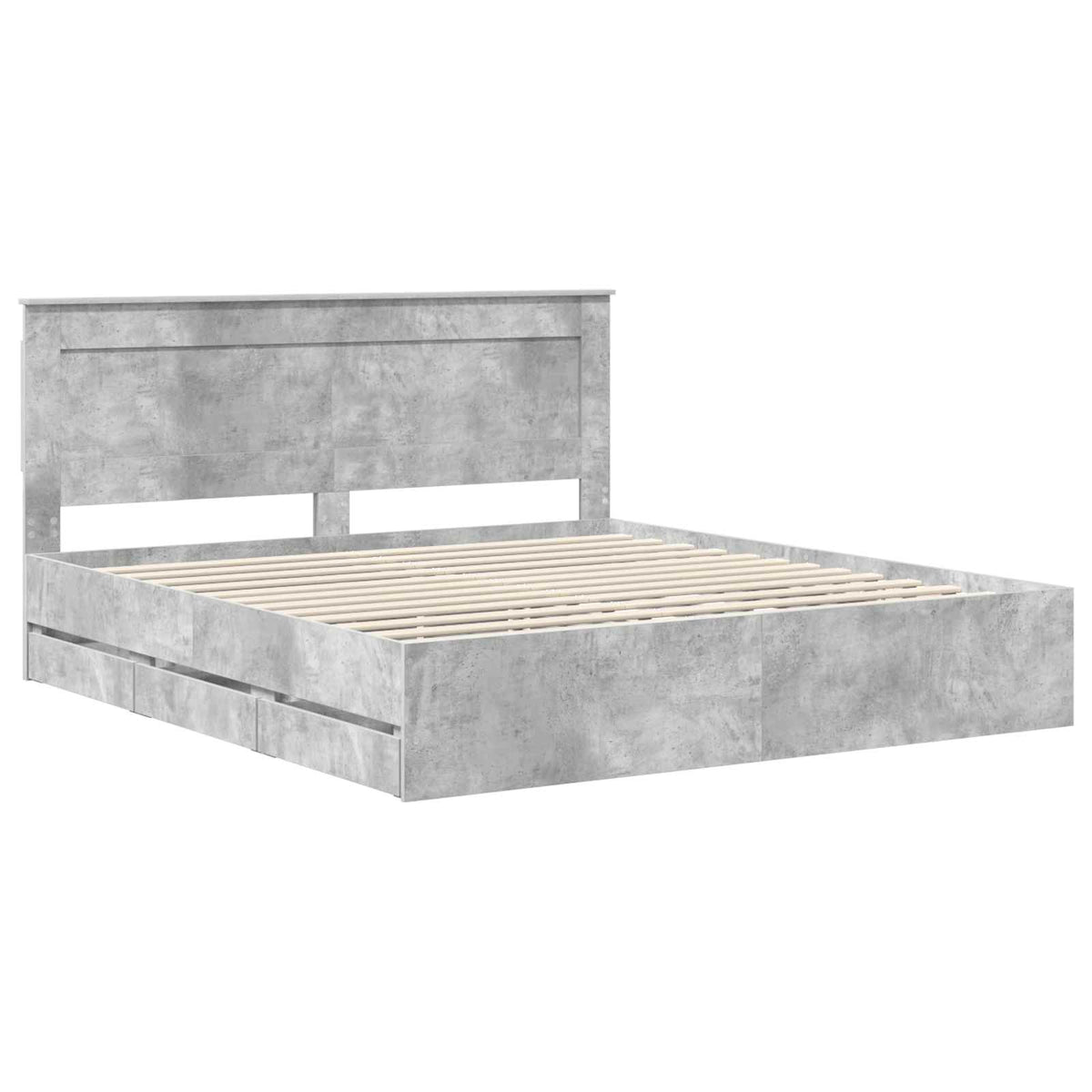 Bed Frame with Drawer Concrete Grey 180 x 200 cm Engineer Wood