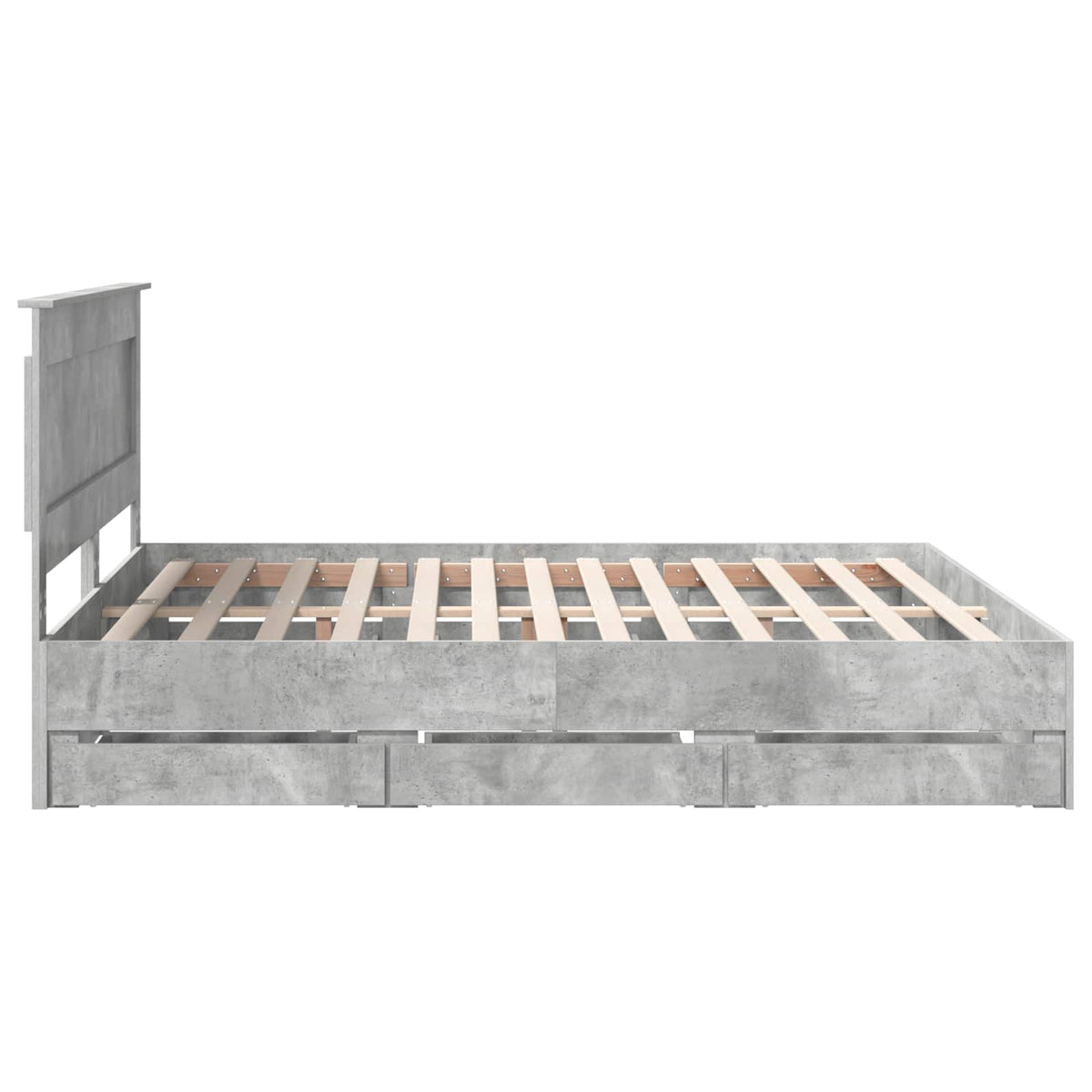 Bed Frame with Drawer Concrete Grey 180 x 200 cm Engineer Wood