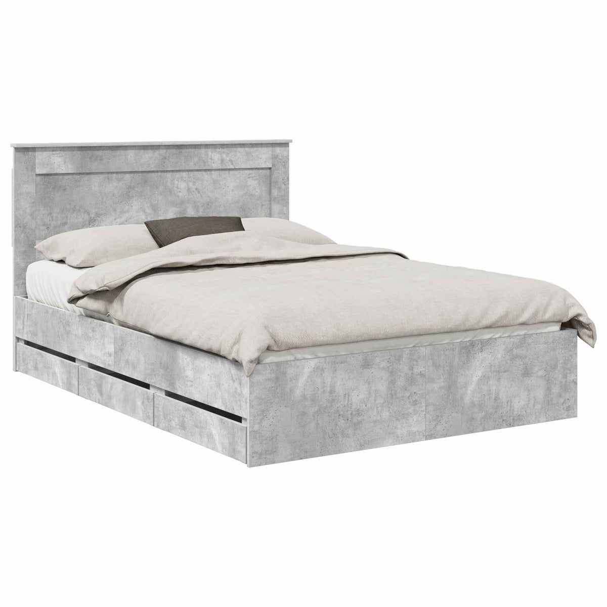 Bed Frame with Drawer Concrete Grey 160 x 200 cm Engineer Wood