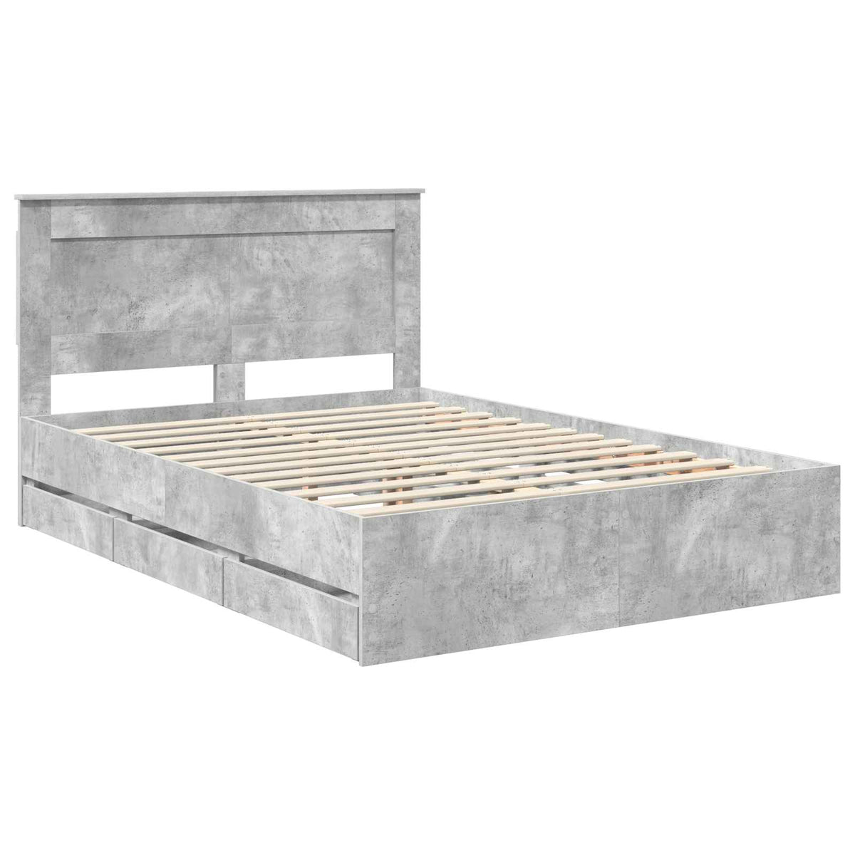 Bed Frame with Drawer Concrete Grey 160 x 200 cm Engineer Wood