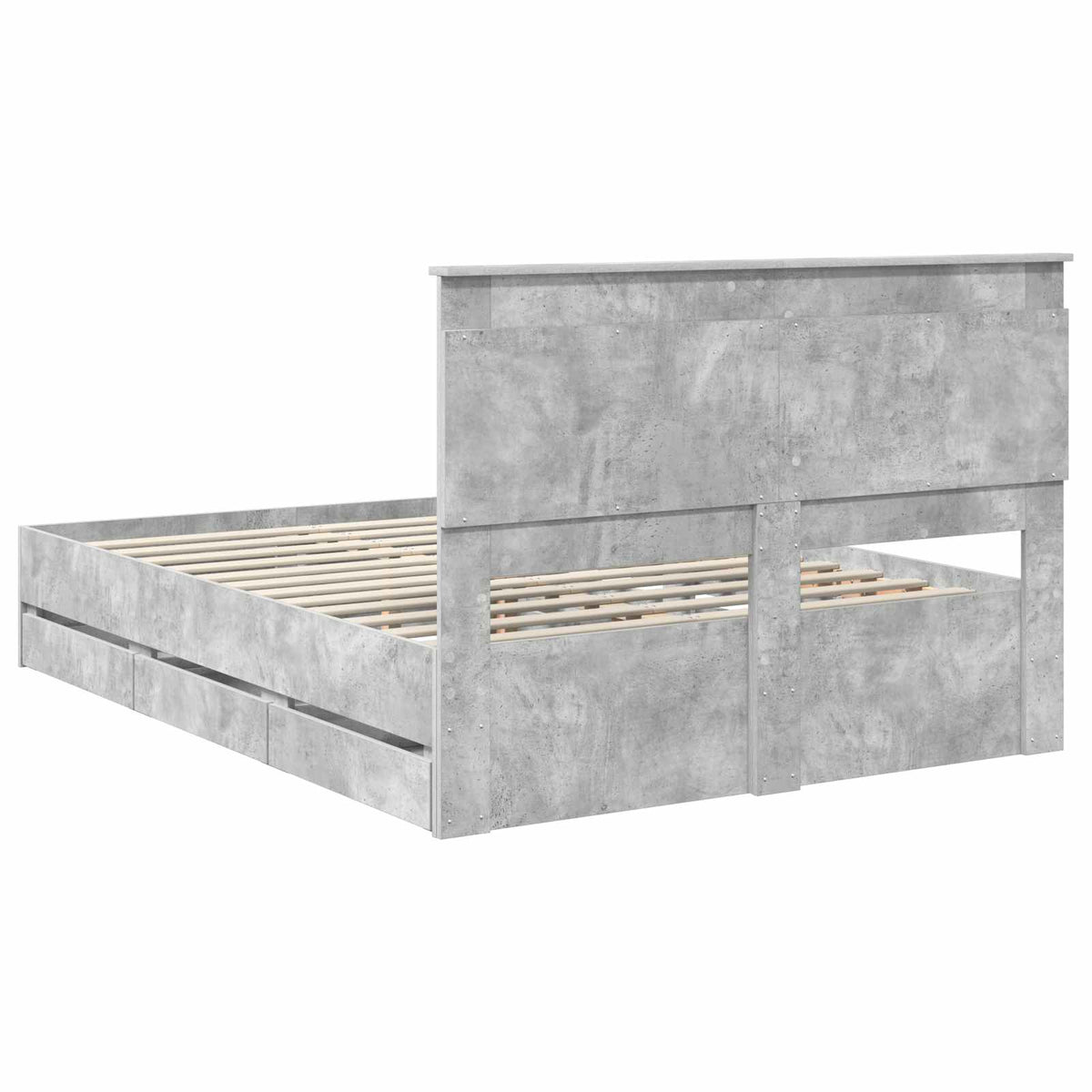 Bed Frame with Drawer Concrete Grey 160 x 200 cm Engineer Wood