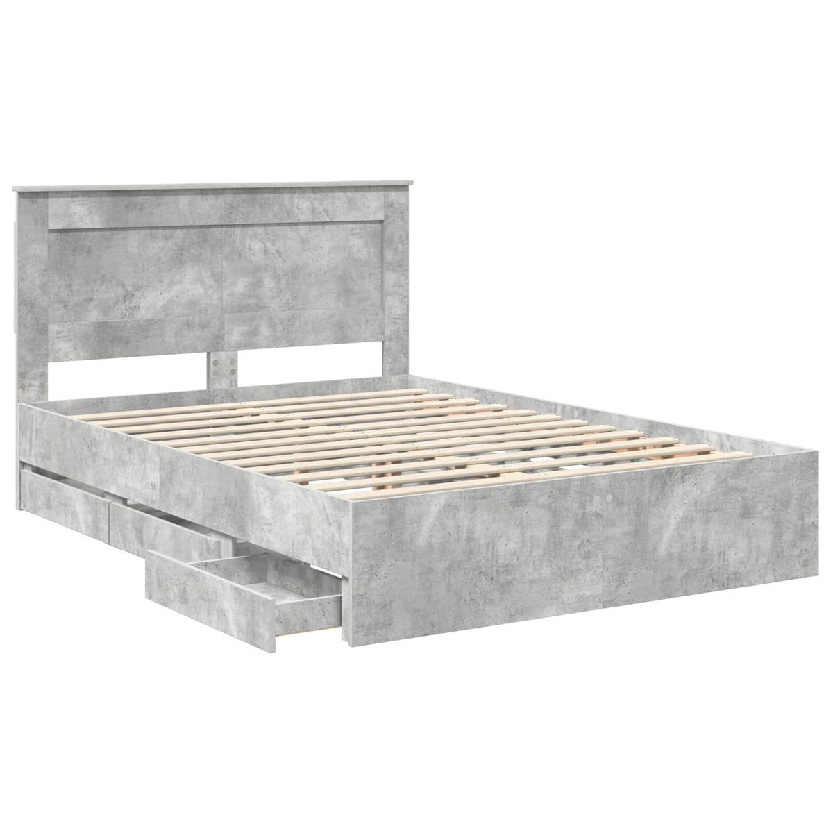 Bed Frame with Drawer Concrete Grey 150 x 200 cm Engineer Wood