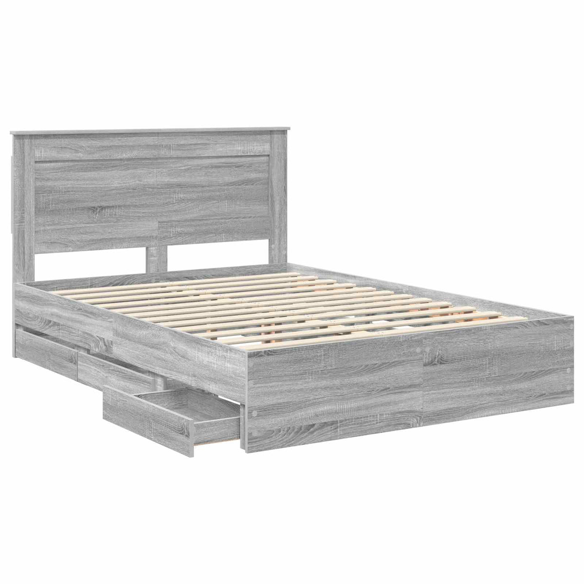 Bed Frame with Drawer Grey Sonoma 140 x 200 cm Engineer Wood
