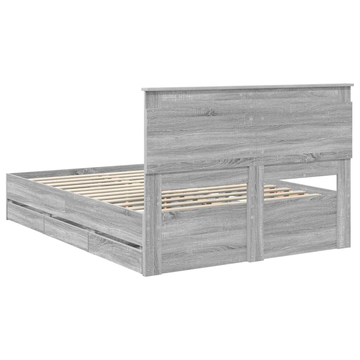 Bed Frame with Drawer Grey Sonoma 140 x 200 cm Engineer Wood