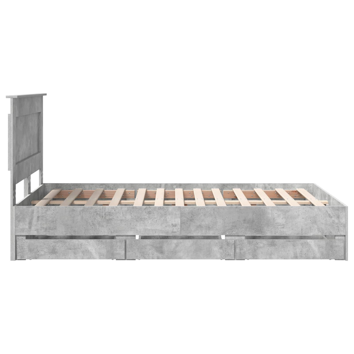 Bed Frame with Drawer Concrete Grey 135 x 190 cm Engineer Wood