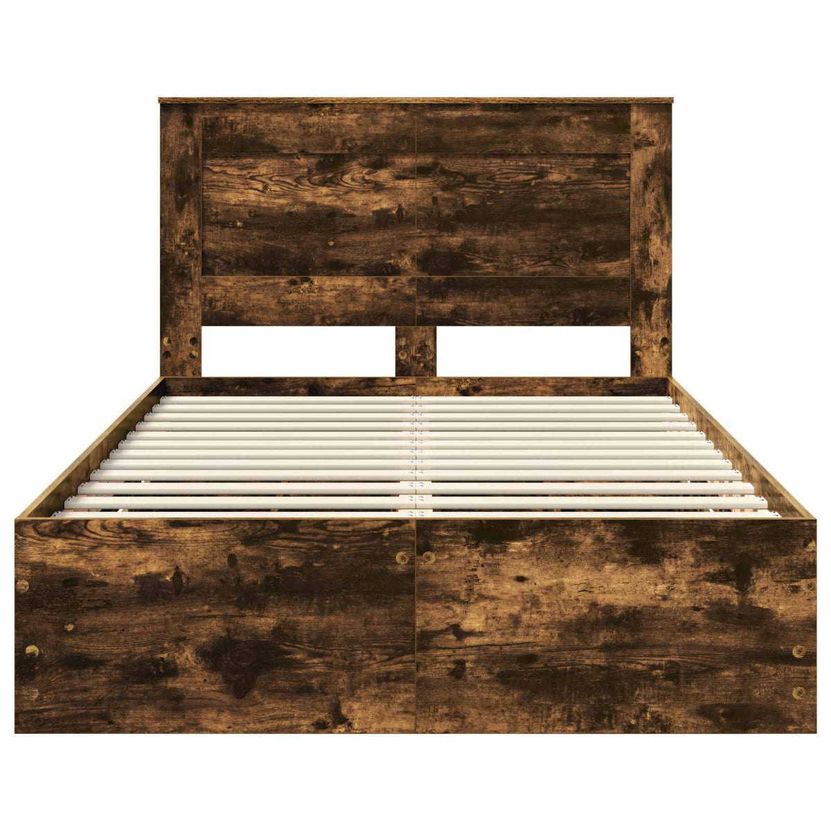 Bed Frame with Drawer Smoked Oak 135 x 190 cm Engineer Wood