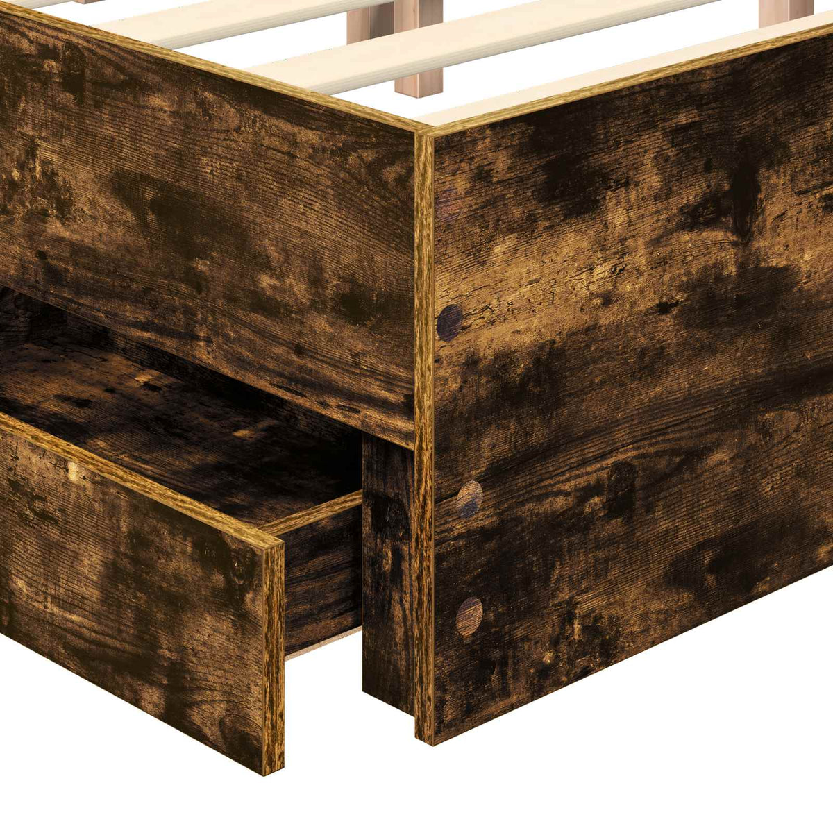 Bed Frame with Drawer Smoked Oak 120 x 190 cm Engineer Wood