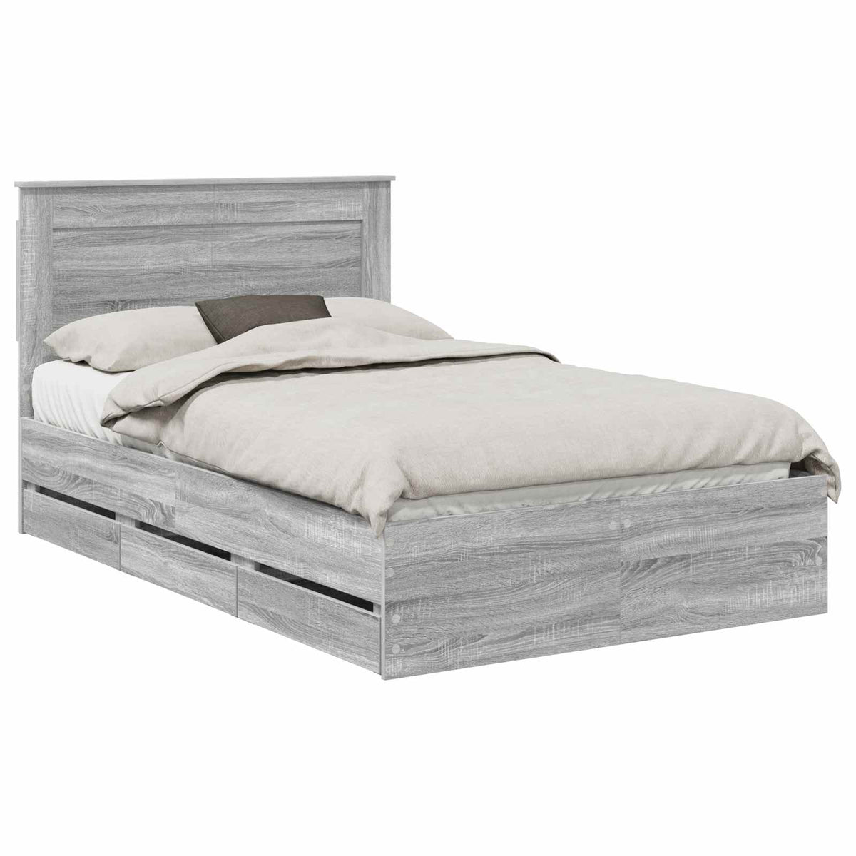 Bed Frame with Drawer Grey Sonoma 120 x 190 cm Engineer Wood