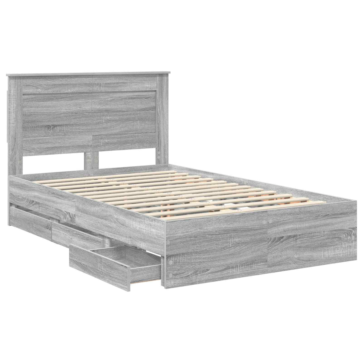 Bed Frame with Drawer Grey Sonoma 120 x 190 cm Engineer Wood