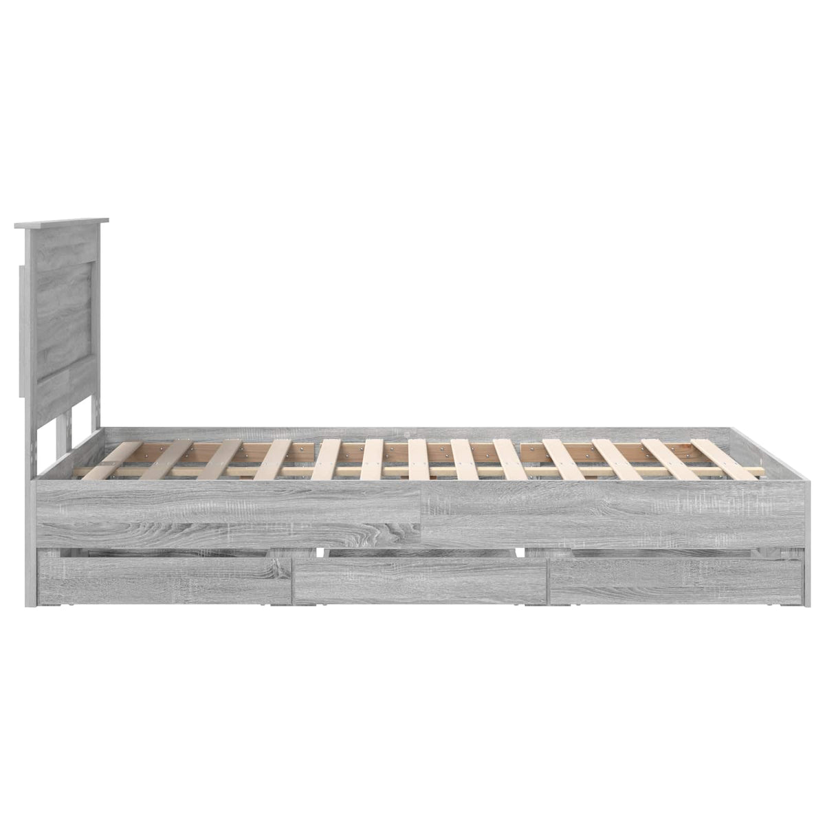 Bed Frame with Drawer Grey Sonoma 120 x 190 cm Engineer Wood
