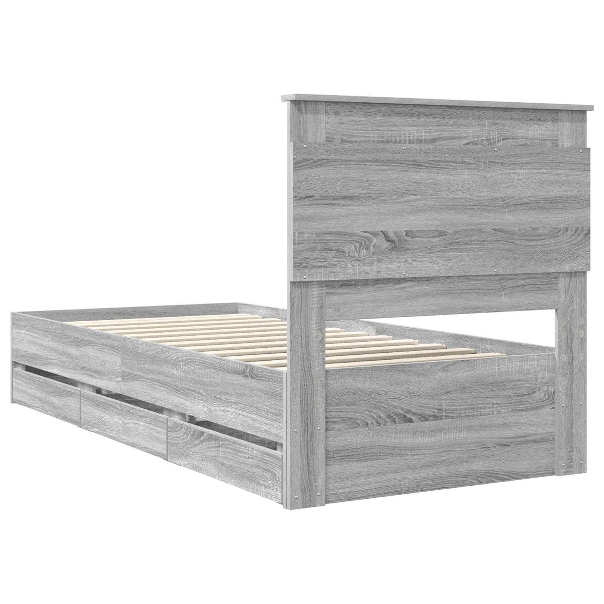 Bed Frame with Drawer Grey Sonoma 100 x 200 cm Engineer Wood