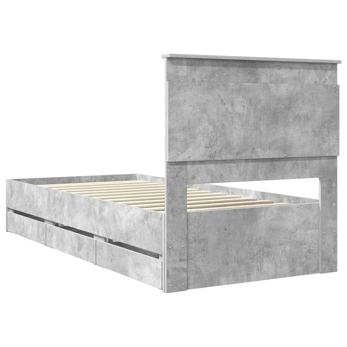 Bed Frame with Drawer Concrete Grey 90 x 190 cm Engineer Wood