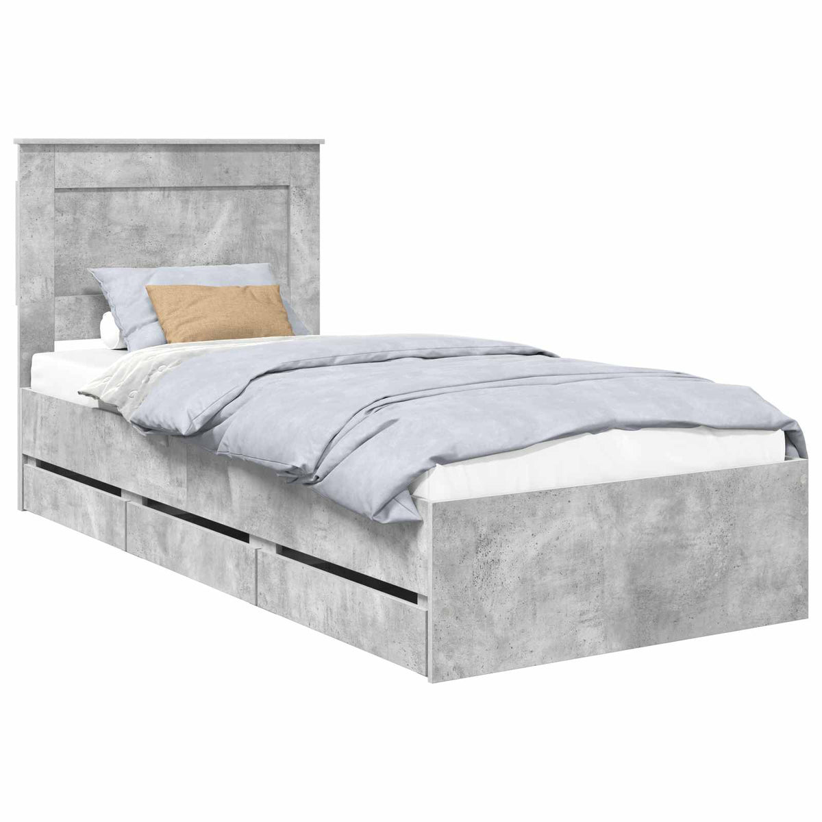 Bed Frame with Drawer Concrete Grey 90 x 200 cm Engineer Wood