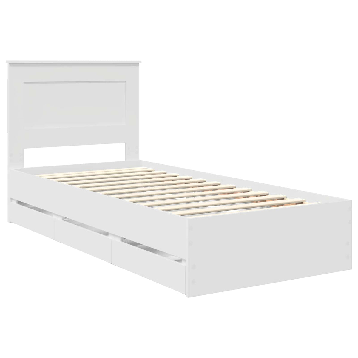 Bed Frame with Drawer White 75 x 190 cm Engineer Wood