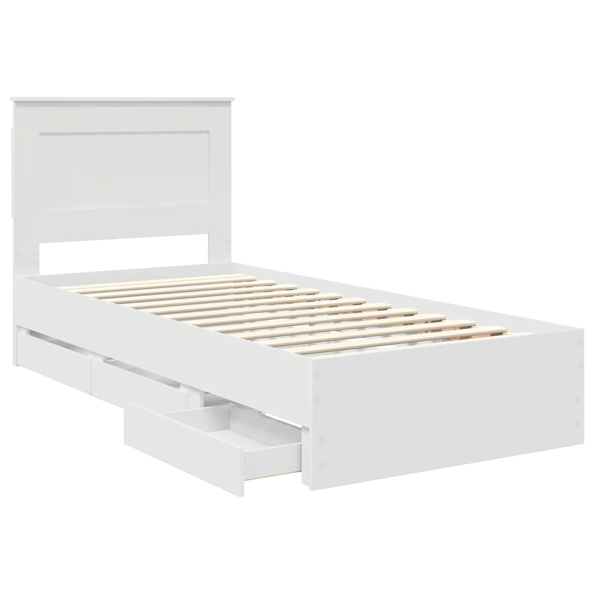 Bed Frame with Drawer White 75 x 190 cm Engineer Wood