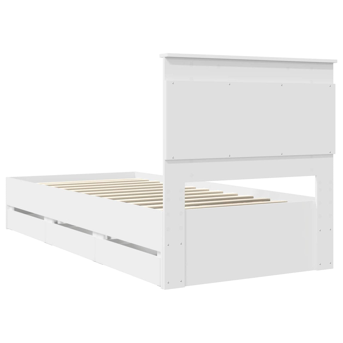 Bed Frame with Drawer White 75 x 190 cm Engineer Wood