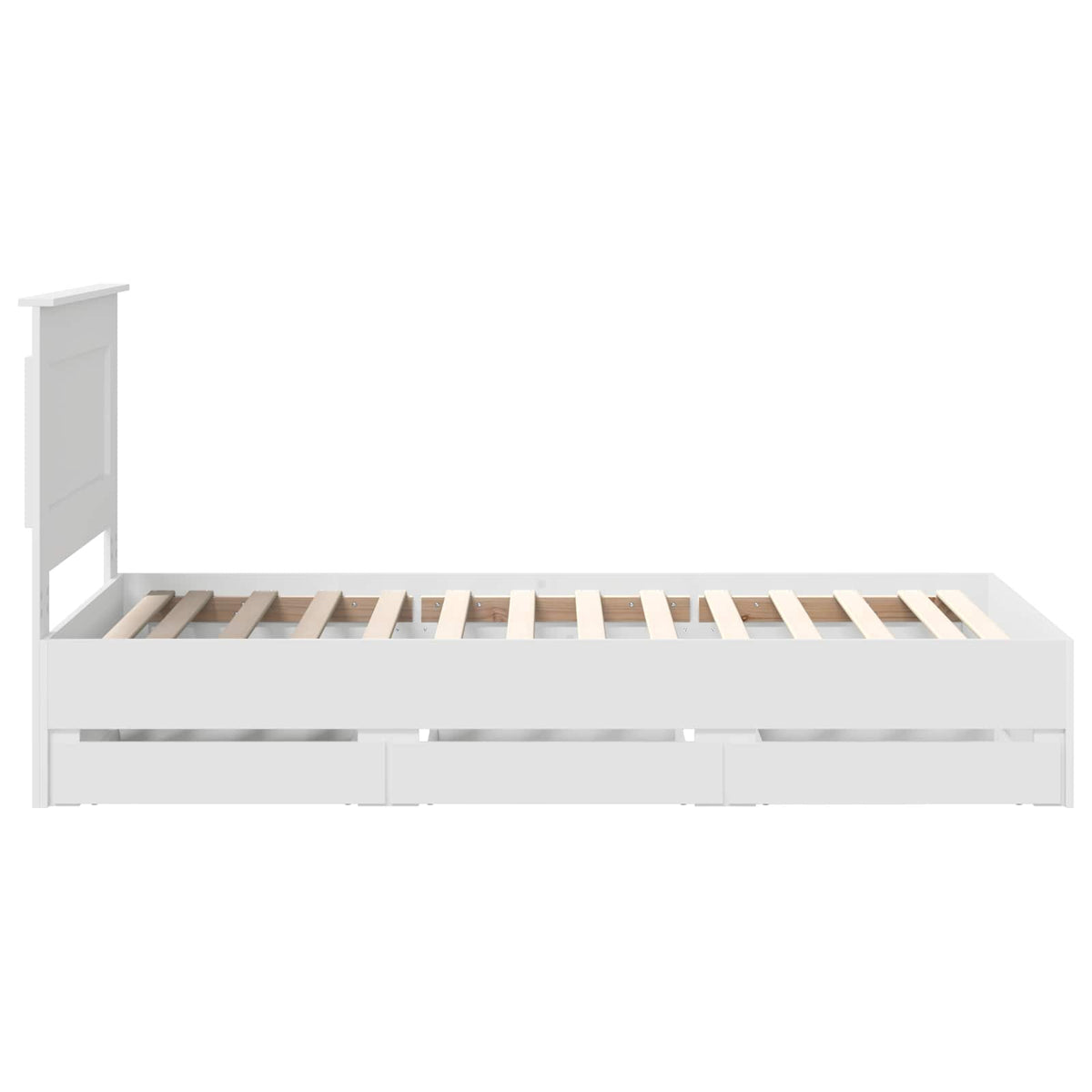 Bed Frame with Drawer White 75 x 190 cm Engineer Wood