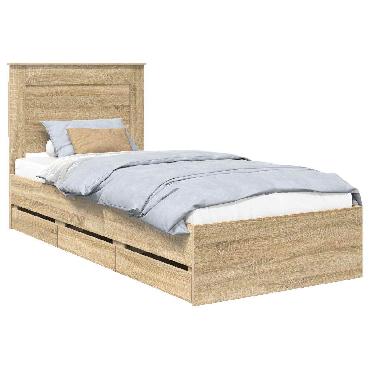 Bed Frame with Drawer Sonoma Oak 75 x 190 cm Engineer Wood
