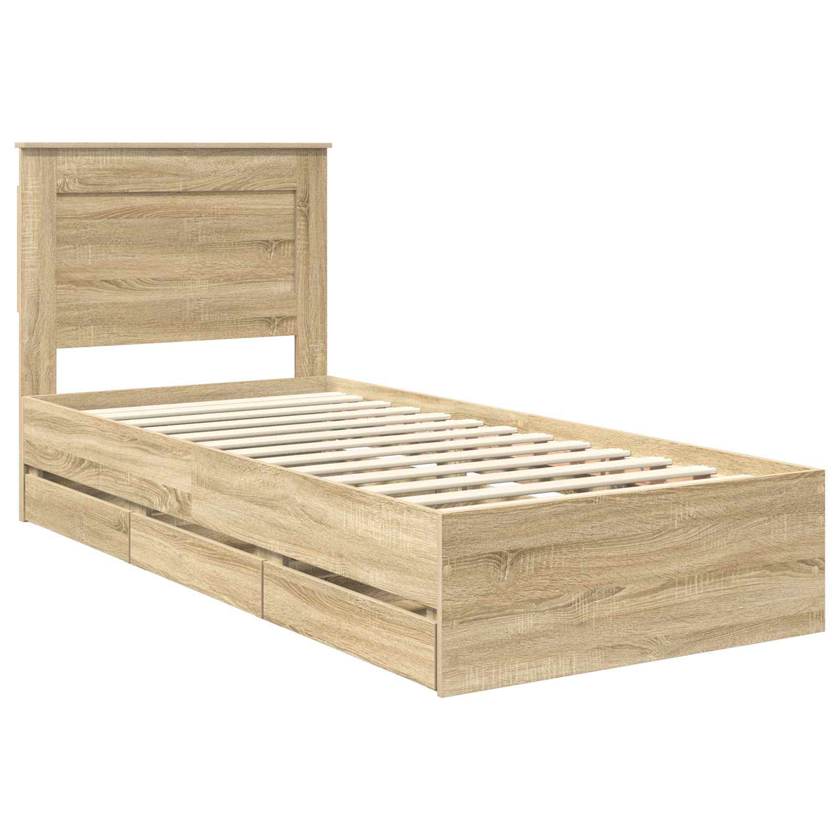 Bed Frame with Drawer Sonoma Oak 75 x 190 cm Engineer Wood