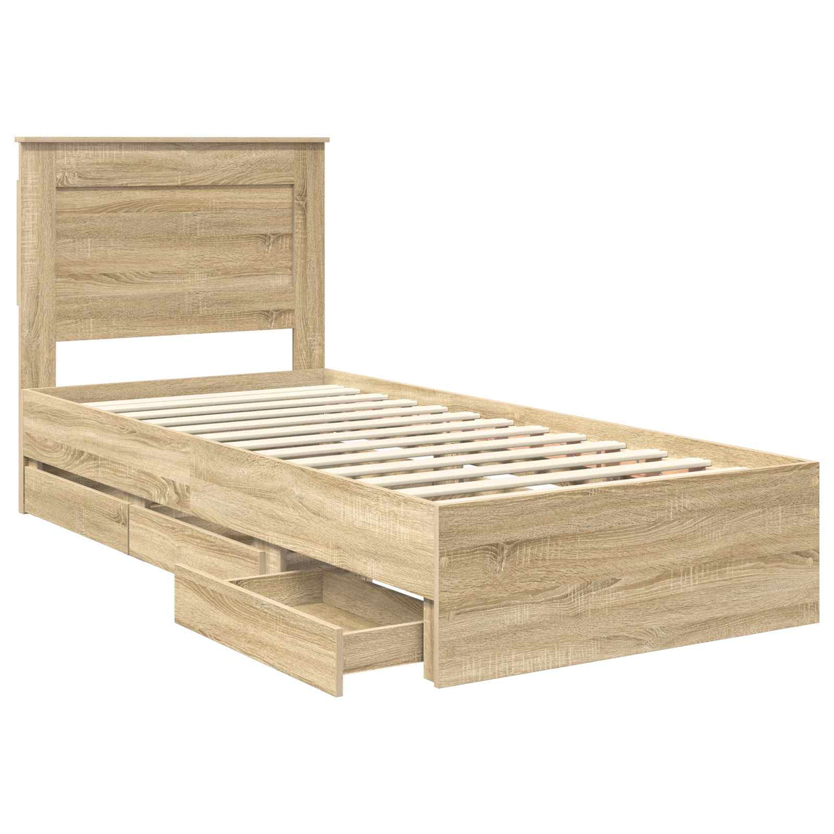 Bed Frame with Drawer Sonoma Oak 75 x 190 cm Engineer Wood