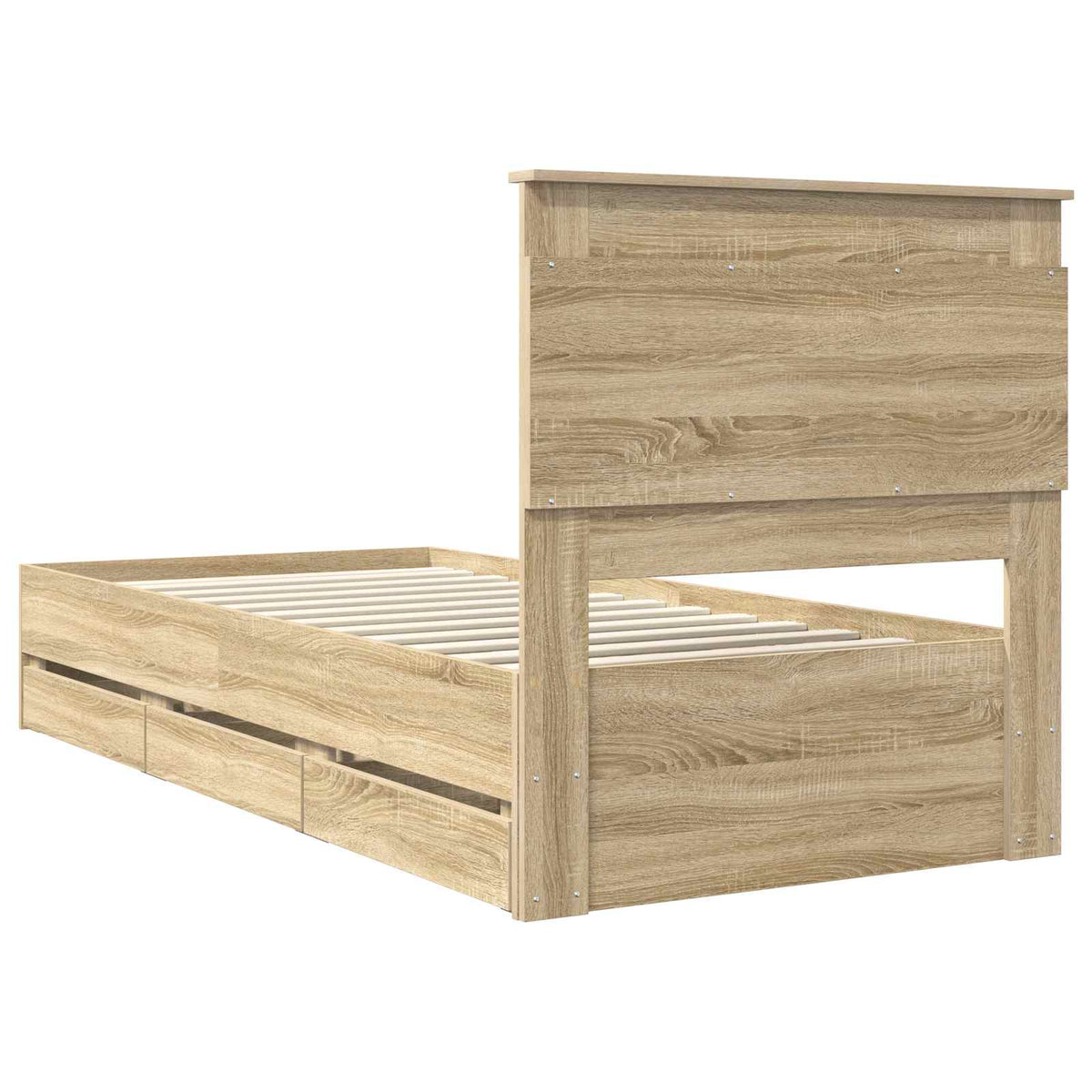 Bed Frame with Drawer Sonoma Oak 75 x 190 cm Engineer Wood