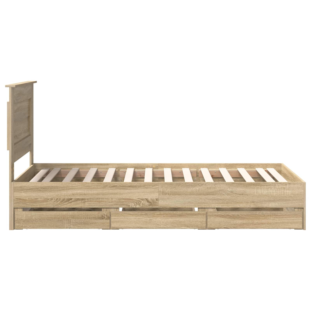 Bed Frame with Drawer Sonoma Oak 75 x 190 cm Engineer Wood