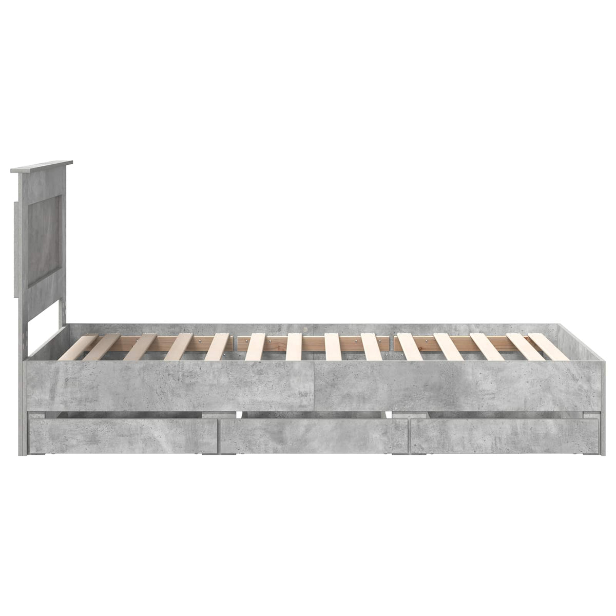 Bed Frame with Drawer Concrete Grey 75 x 190 cm Engineer Wood