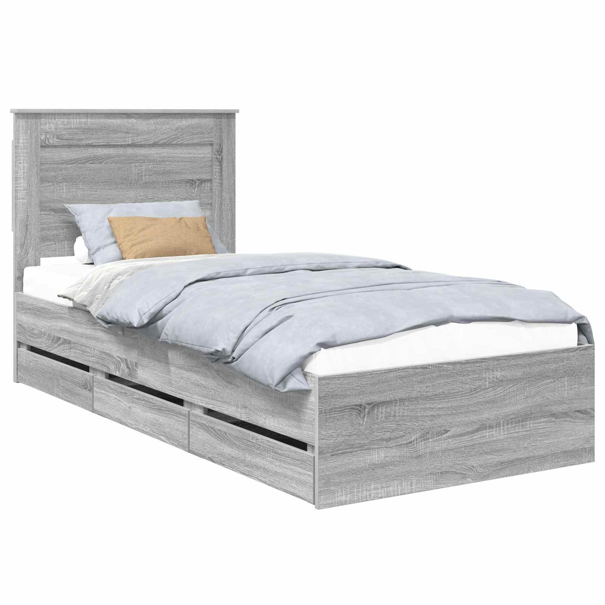 Bed Frame with Drawer Grey Sonoma 75 x 190 cm Engineer Wood