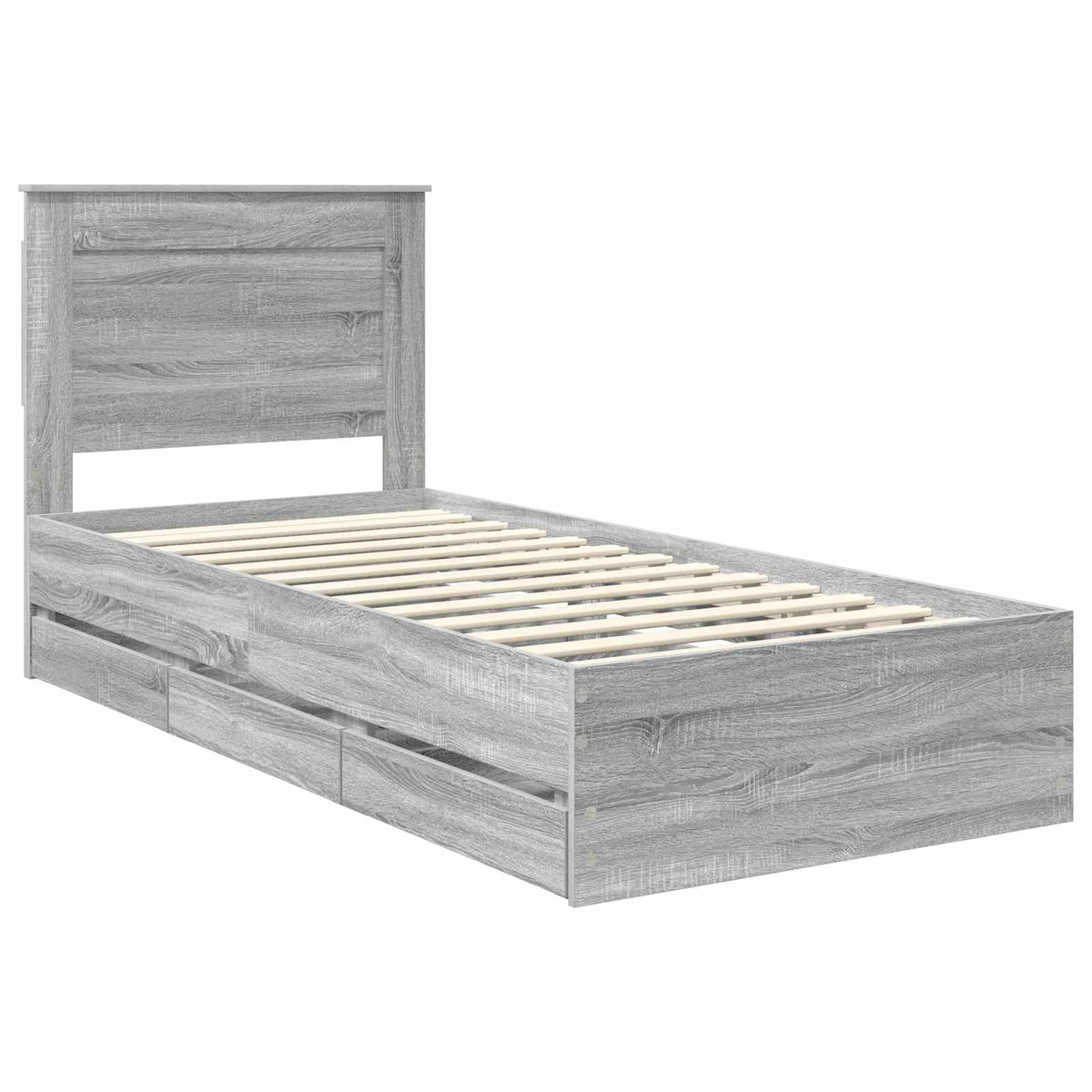 Bed Frame with Drawer Grey Sonoma 75 x 190 cm Engineer Wood