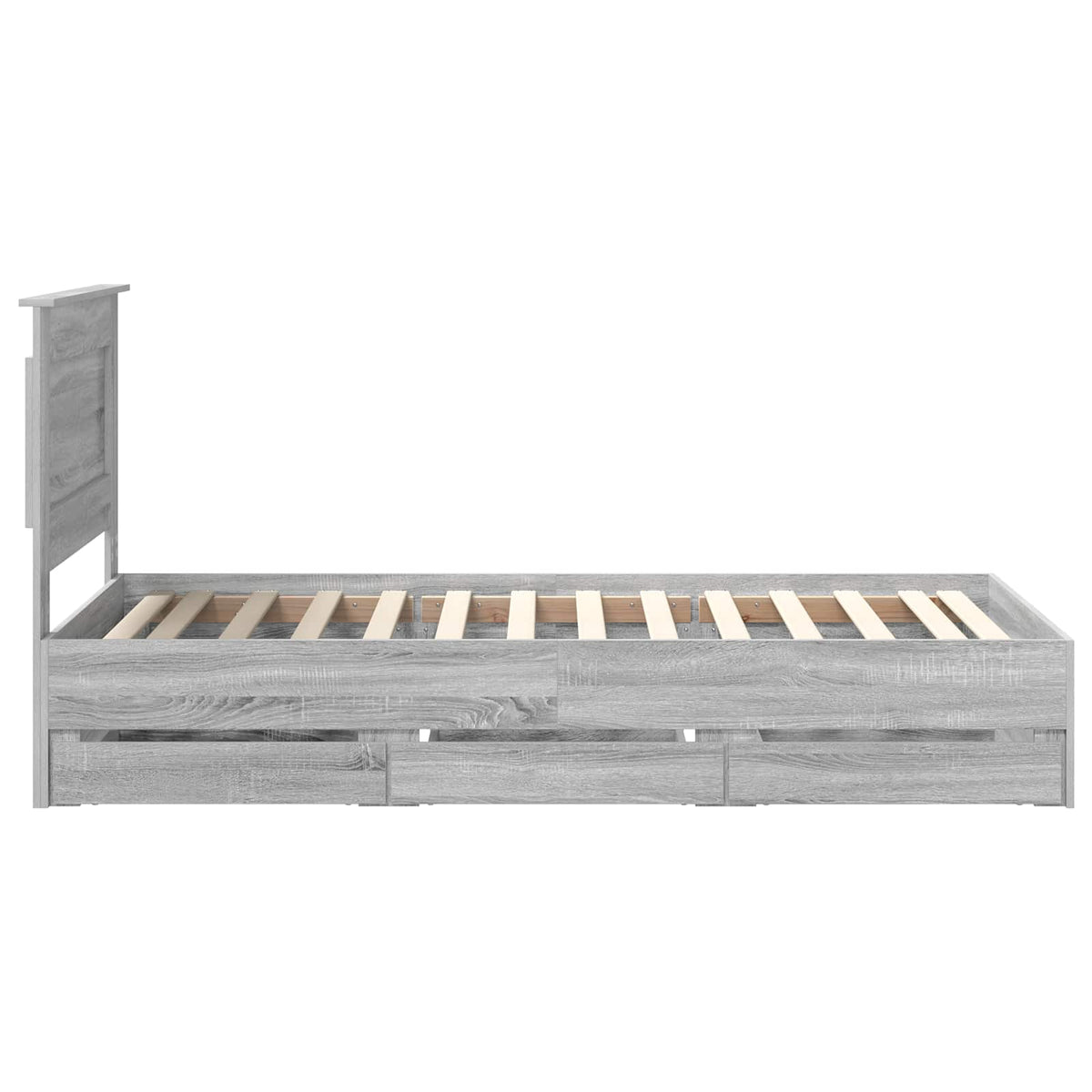 Bed Frame with Drawer Grey Sonoma 75 x 190 cm Engineer Wood