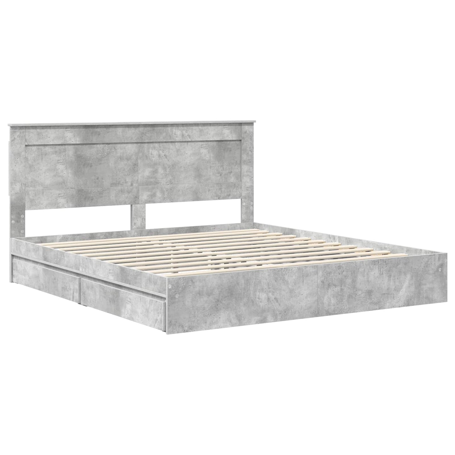 Storage Bed Concrete Grey 200 x 200 cm Engineered Wood