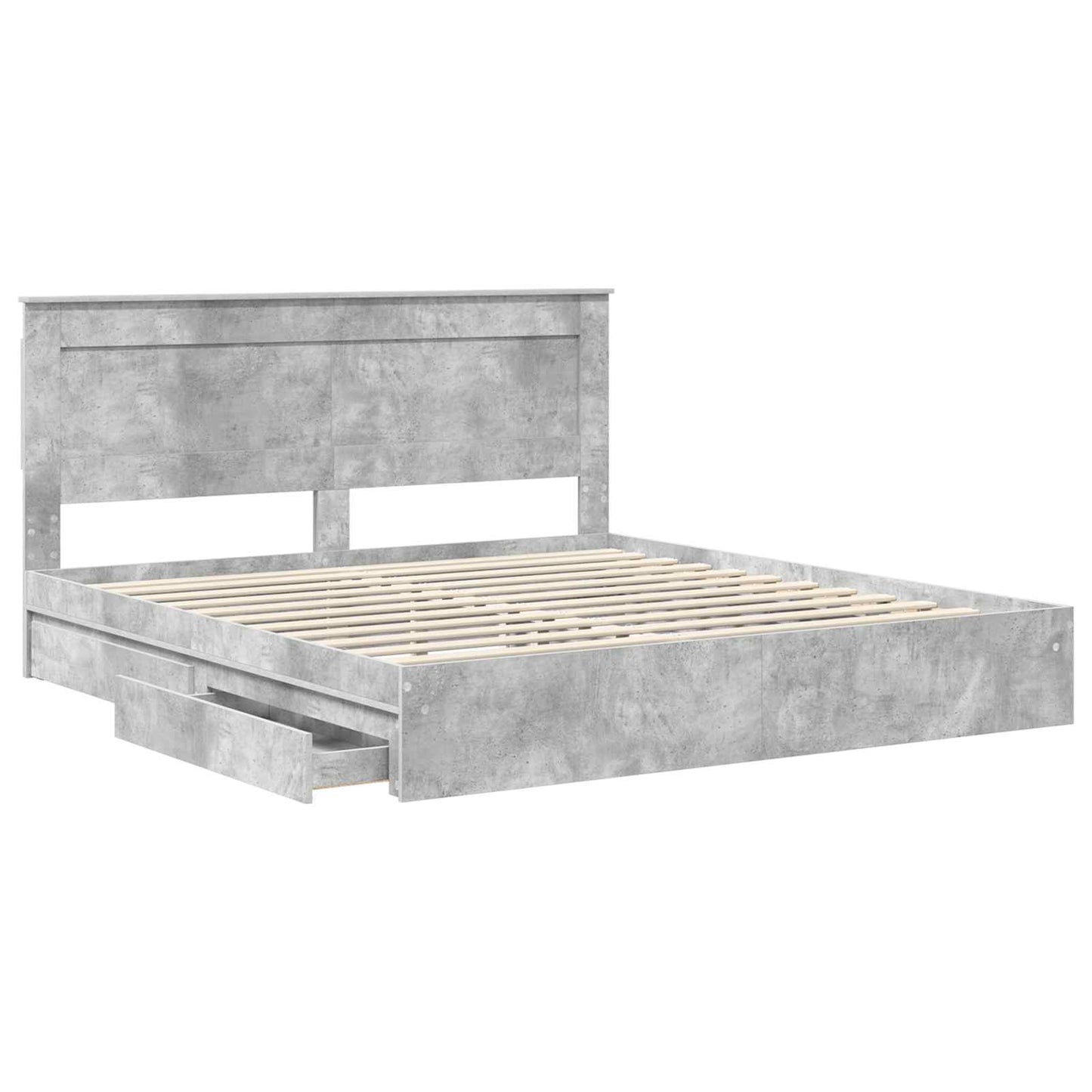 Storage Bed Concrete Grey 200 x 200 cm Engineered Wood