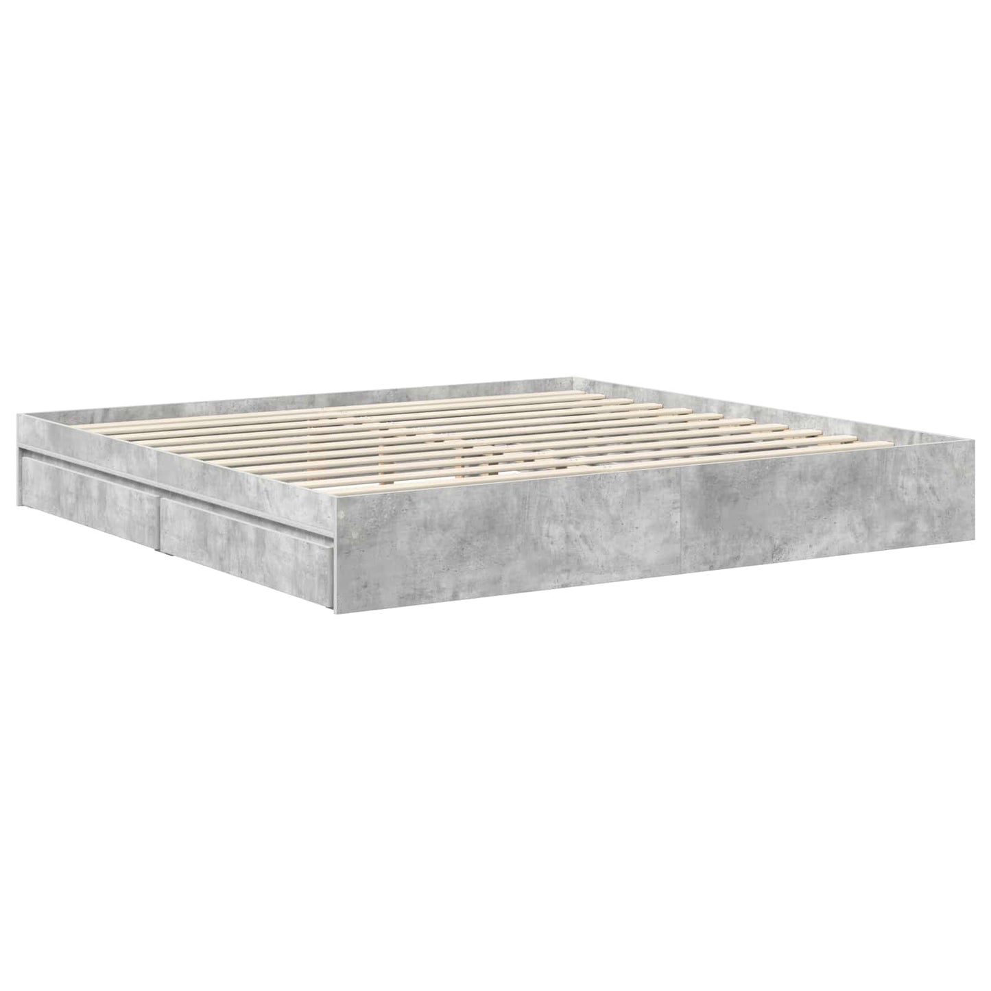 Storage Bed Concrete Grey 200 x 200 cm Engineered Wood