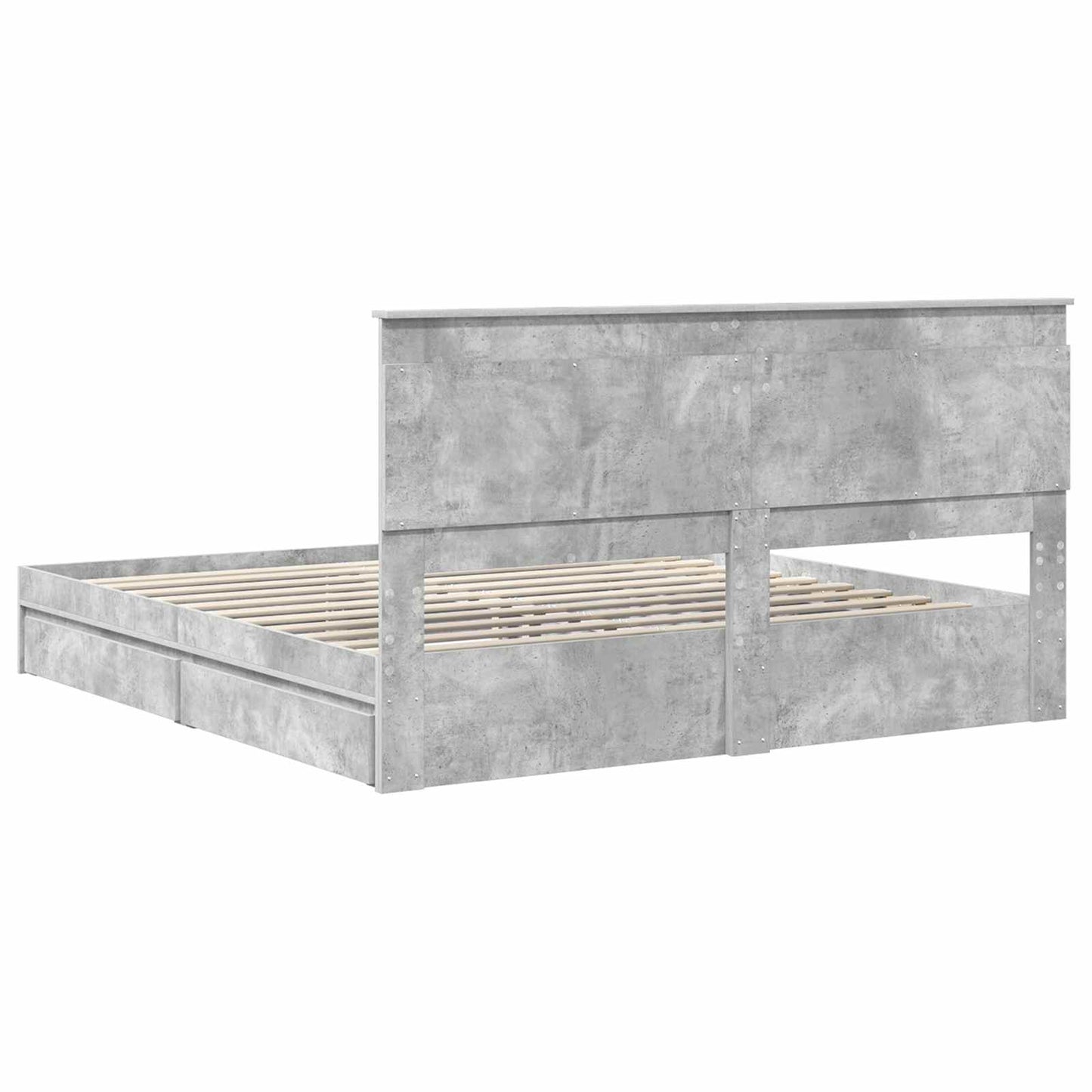 Storage Bed Concrete Grey 200 x 200 cm Engineered Wood