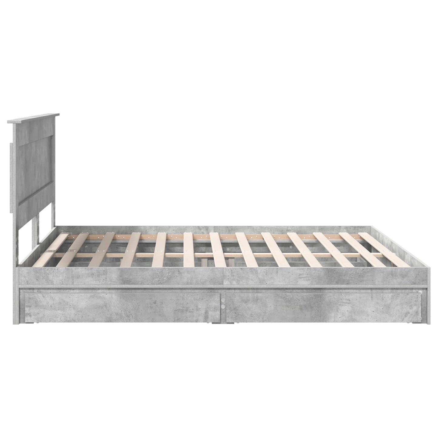 Storage Bed Concrete Grey 200 x 200 cm Engineered Wood