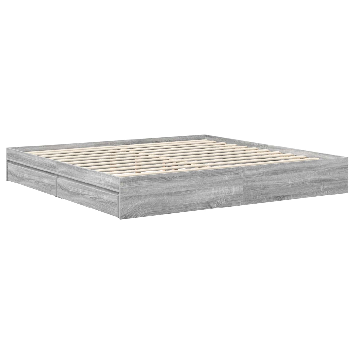 Storage Bed Grey Sonoma 200 x 200 cm Engineered Wood