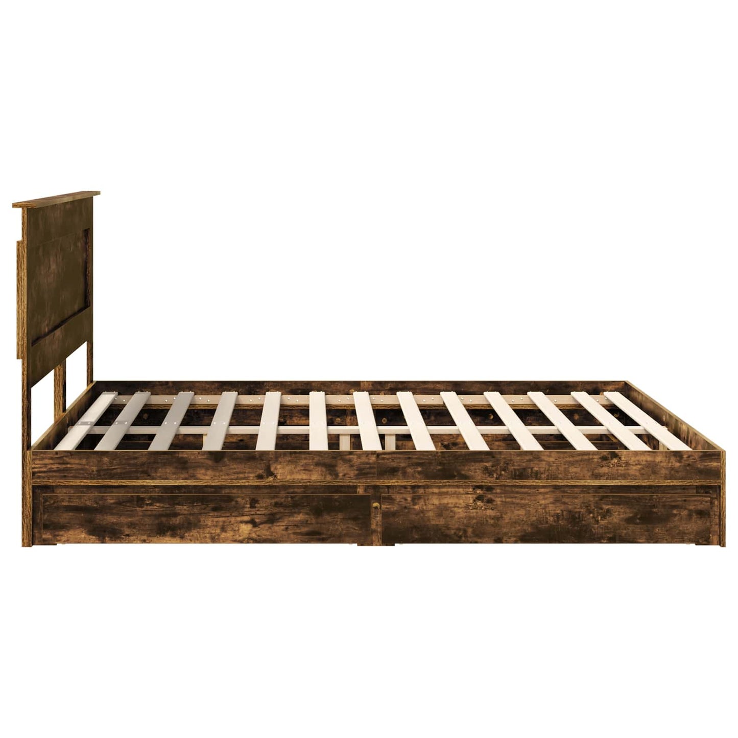 Storage Bed with Drawer Smoked Oak 180 x 200 cm Engineered Wood