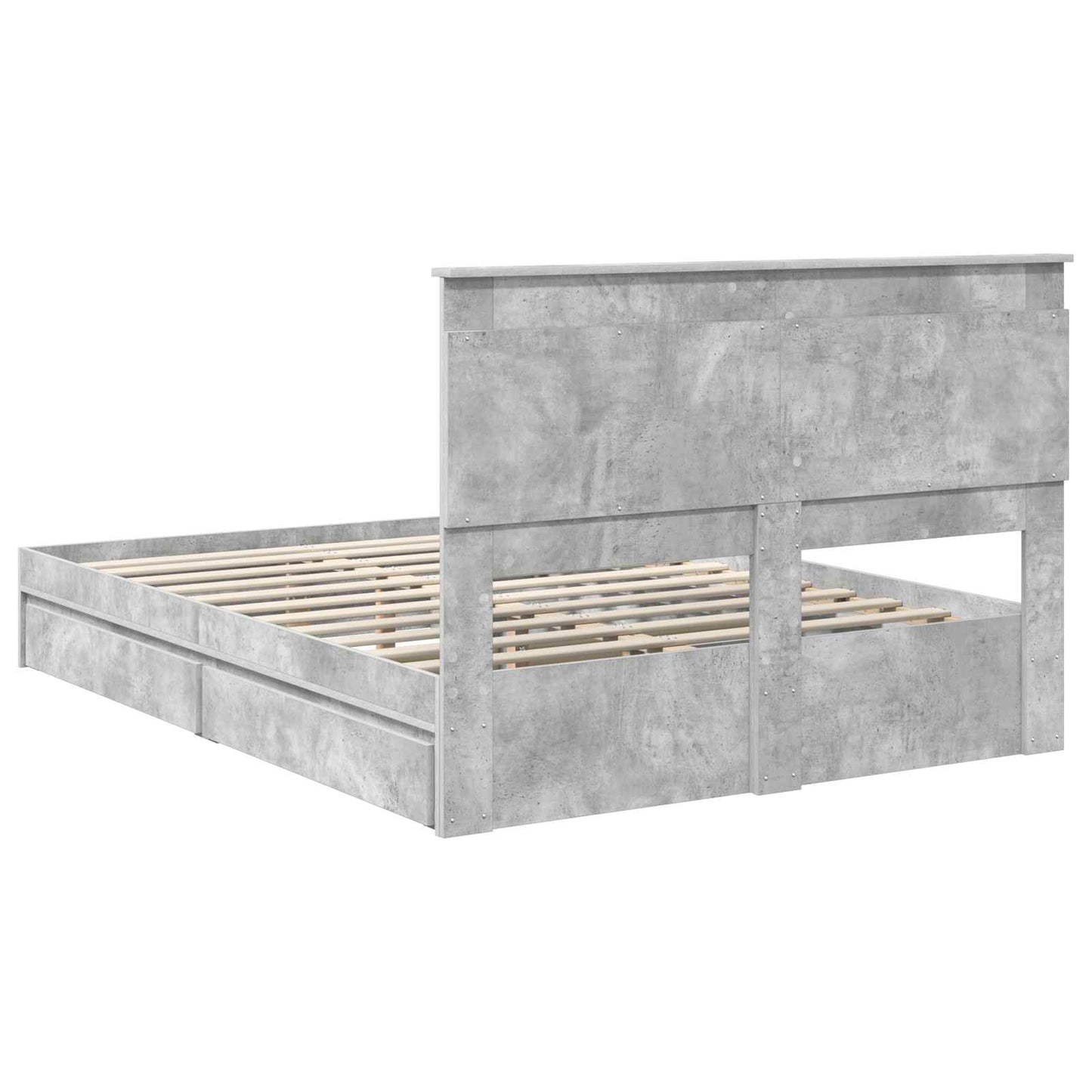 Storage Bed Concrete Grey 150 x 200 cm Engineered Wood