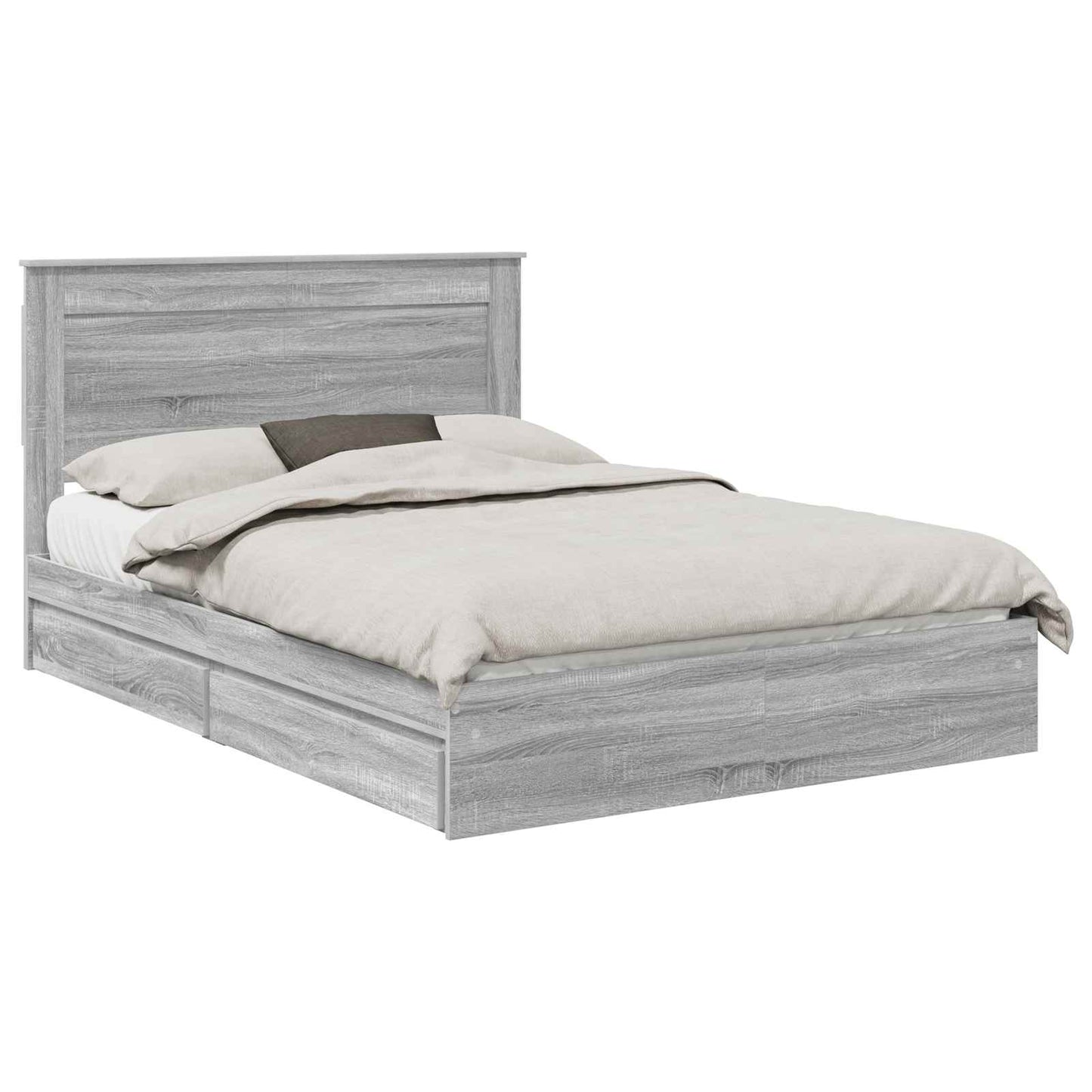 Storage Bed Grey Sonoma 140 x 200 cm Engineered Wood